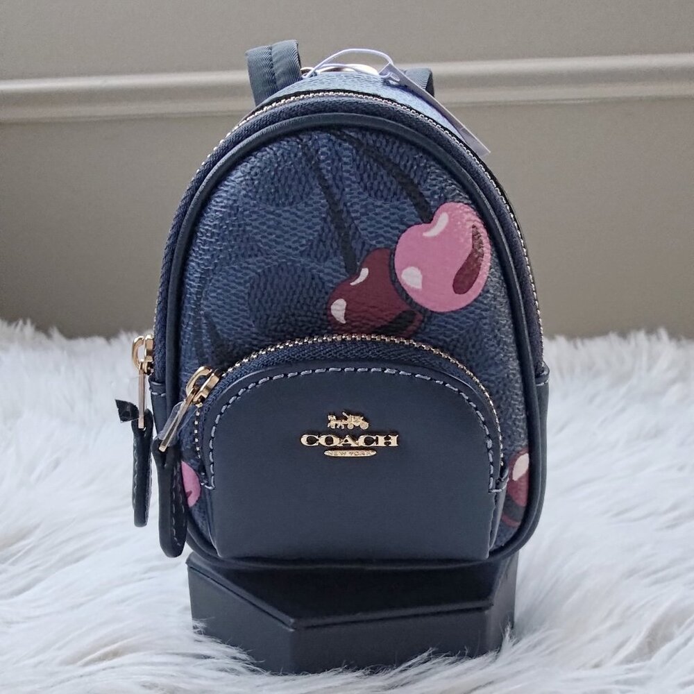 Coach Mini Court Backpack Bag Charm In Signature Canvas With Cherry Print CZ086 - Picture 10 of 12
